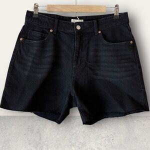 H&M high waisted raw hem Black Denim Shorts